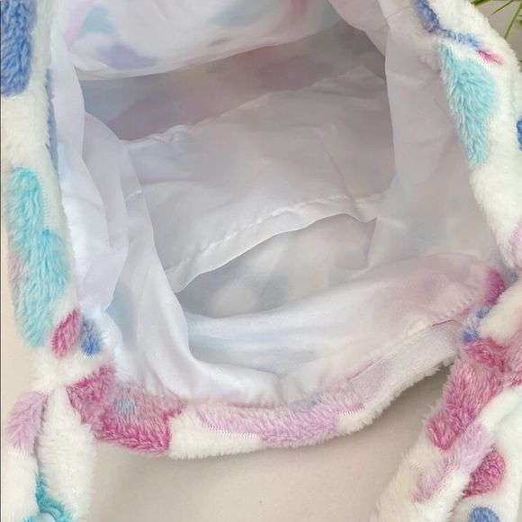 Tote crossbody bag white rainbow flower plush soft womens pink - Picture 12 of 12